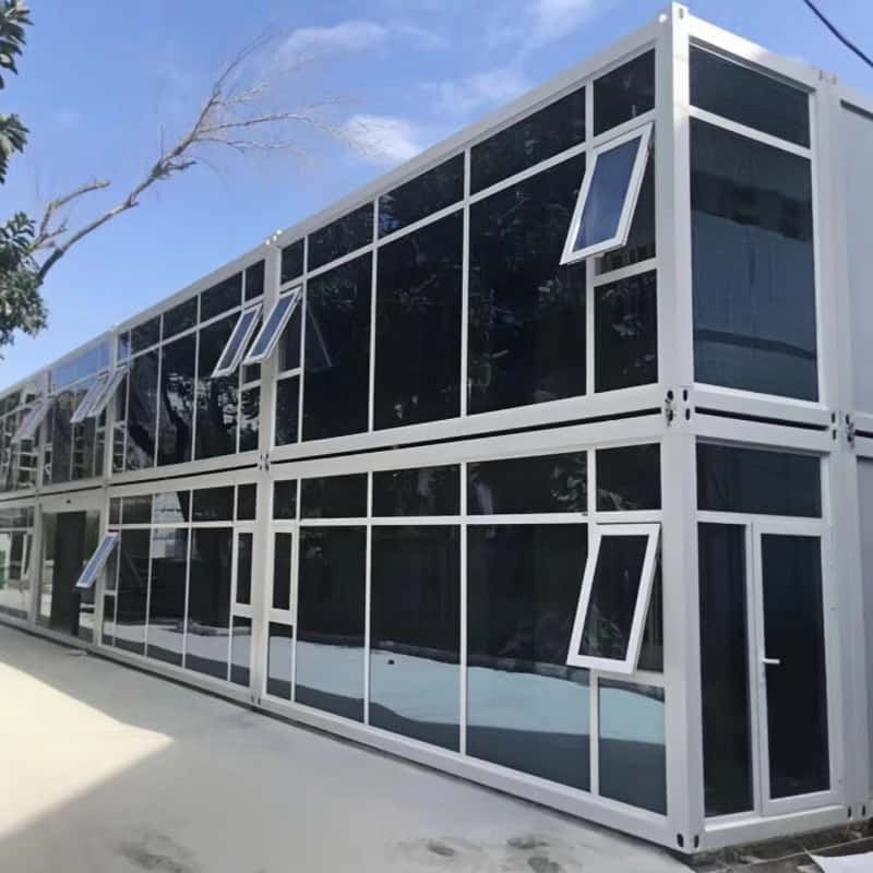 flat packed container house customized glass curtain wall